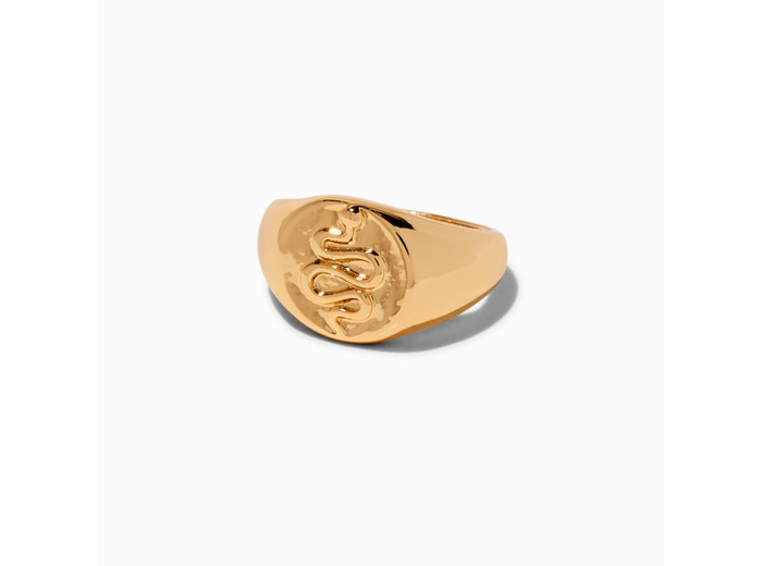 Bague chevalière serpent couleur dorée