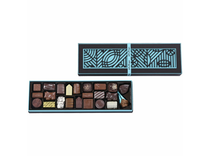 Boite rectangulaire bleue 286 g chocolats assortis