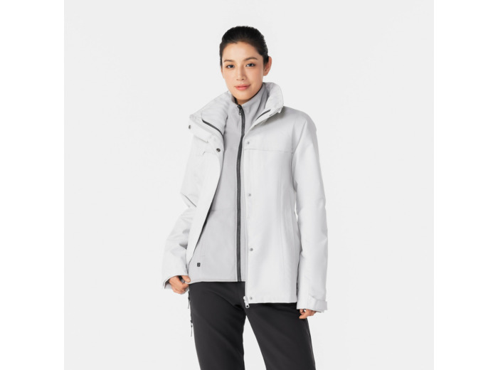 Veste de randonnée 0°C chaude femme, NH100 3en1 gris