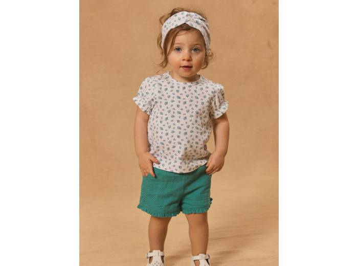 Ensemble tshirt imprimé fleuri, short et bandeau