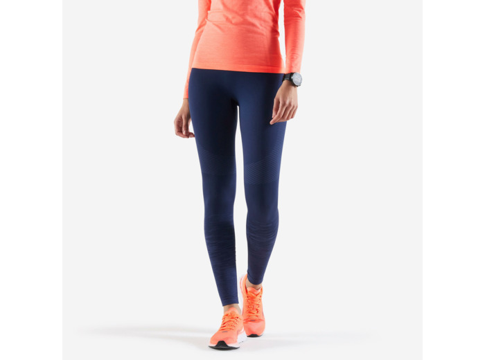 COLLANT RUNNING SANS COUTURES FEMME - KIPRUN CARE BLEU FONCE