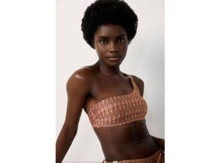 Brassière asymétrique haut de maillot à motif