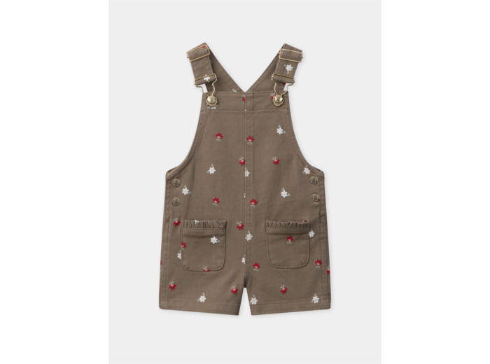 Salopette courte marron imprimé fleurs Bébé Fille