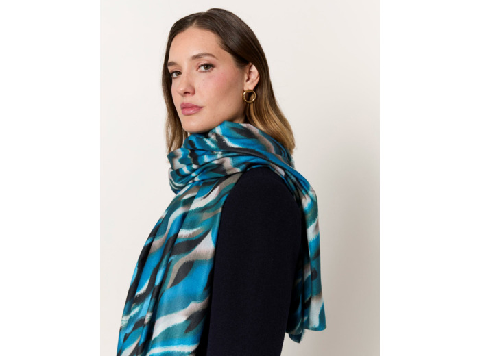 Echarpe imprimé zèbre BLEU Femme