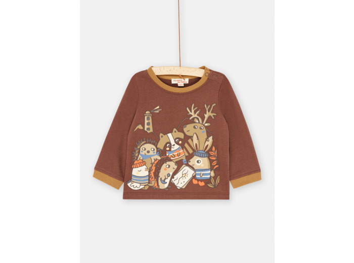 T-shirt marron à motifs animaux