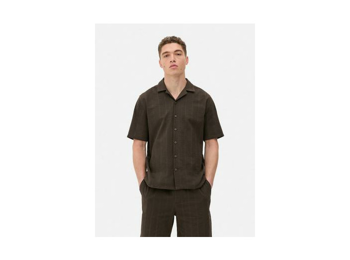 Chemise rayée en crêpe à manches courtes