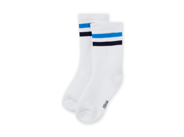 Chaussettes blanches à rayures bleues enfant garçon