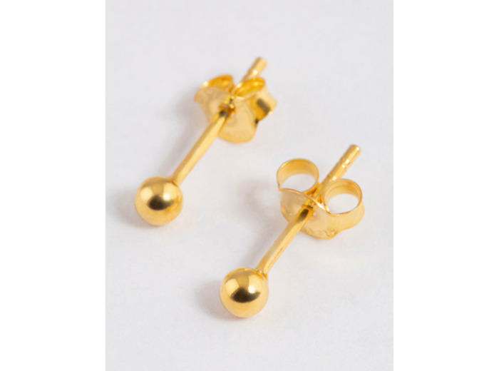 Gold Plated Sterling Silver Ball Stud Earrings 3mm