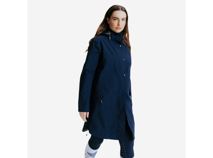 Veste équitation longue imperméable - marine