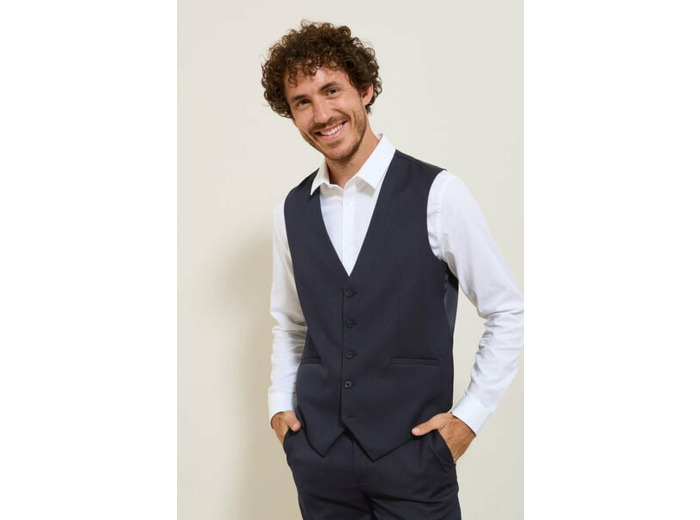 Gilet de costume uni slim - Bleu foncé