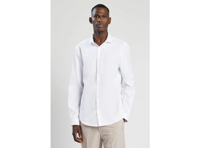 Chemise slim sans repassage unie coton - Blanc