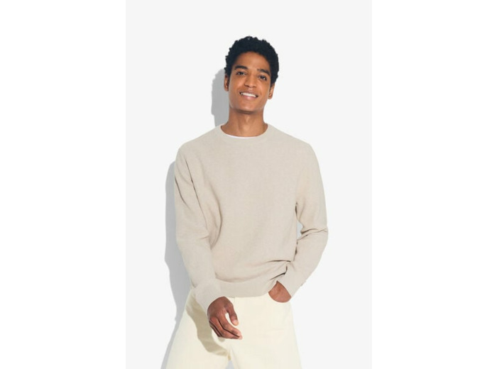 Pull col rond jeux de points - Beige