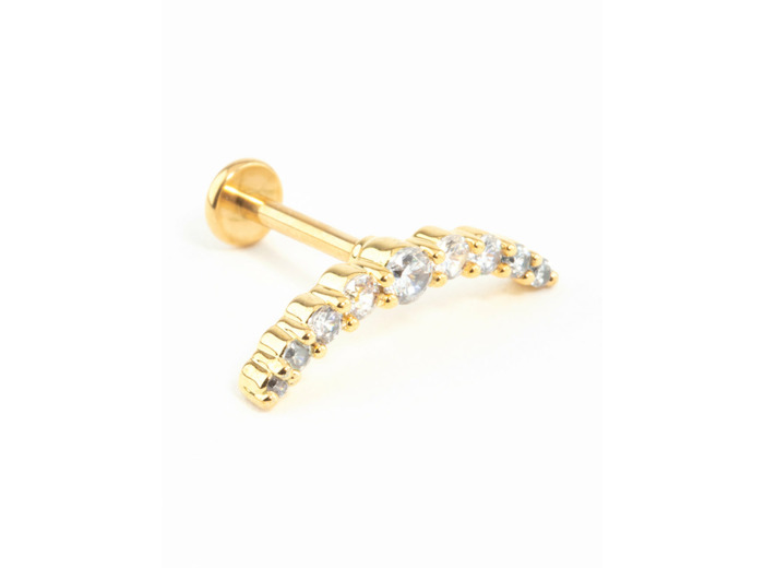 Gold Plated Surgical Steel Cubic Zirconia Crawler Single Flat Back