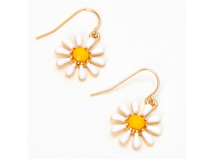 Pendantes marguerite 2,5 cm couleur dorée - Blanc