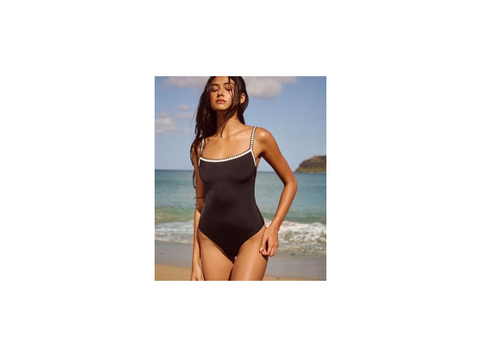 Maillot de bain une pièce avec bordures en crochet blanc