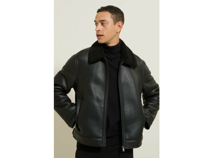 Blouson bombardier en sherpa - Noir