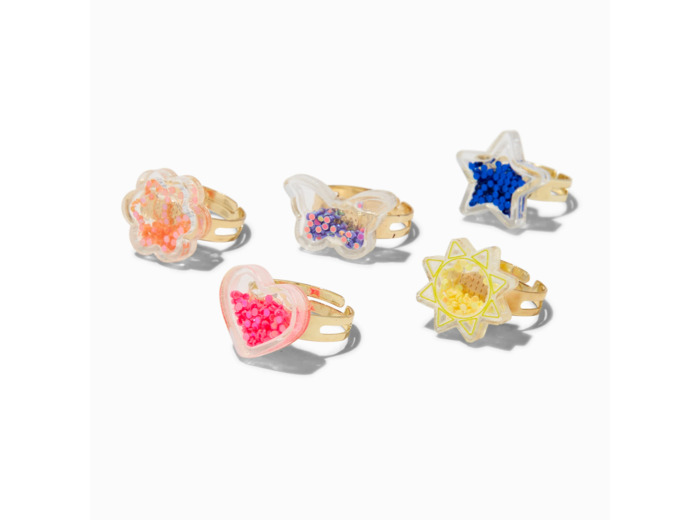 Bagues variées shaker arc-en-ciel Claire's Club - Lot de 5