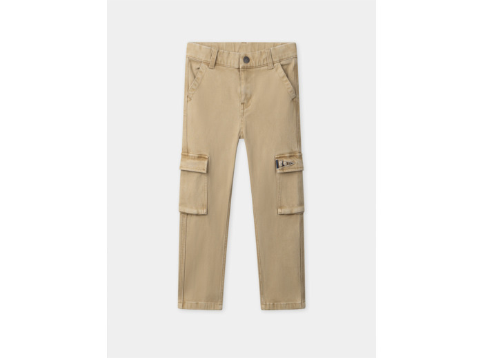 Pantalon cargo marron à poche brodée "Club" Garçon