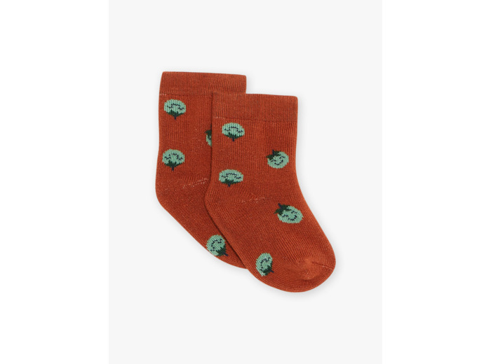 Chaussettes bouclettes rouge brique tomates
