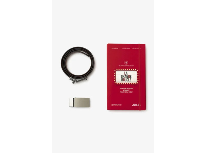 Coffret ceinture réversible avec plaque et boucle - Noir