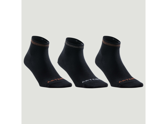 CHAUSSETTES DE SPORT MI-HAUTES ARTENGO RS 160 NOIR LOT DE 3