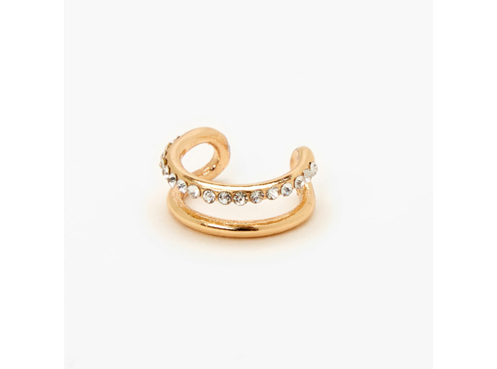 Manchette d'oreille double rang ornementée sur un seul rang couleur dorée
