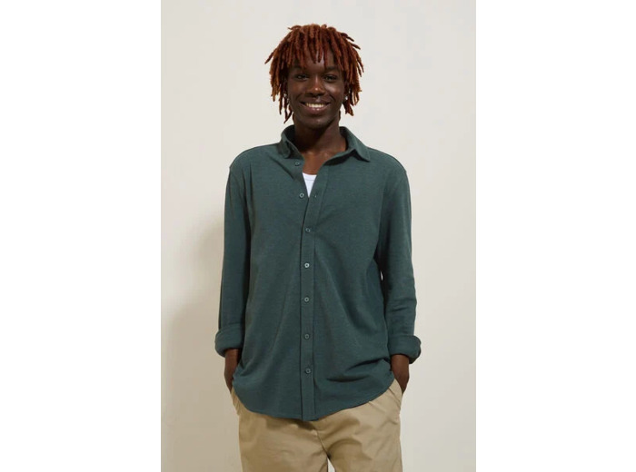 Chemise en maille unie - Vert kaki