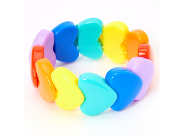 Bracelet élastique cœur arc-en-ciel Claire's Club