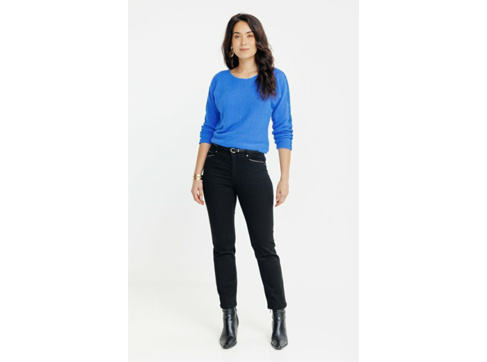 Pantalon 7/8Ème Noir Détail Broderie