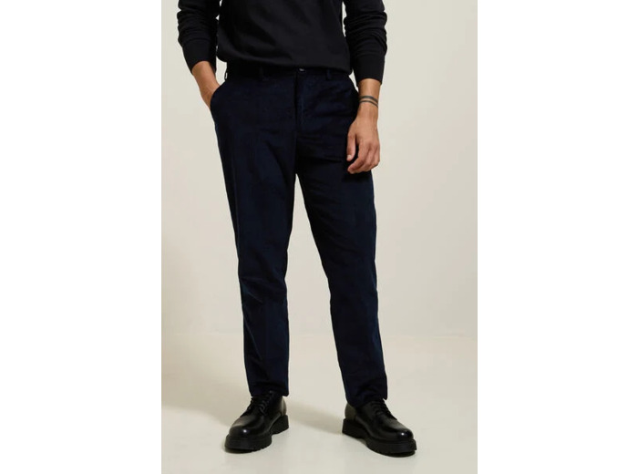 Pantalon de costume confort en velours côtelé - Bleu foncé