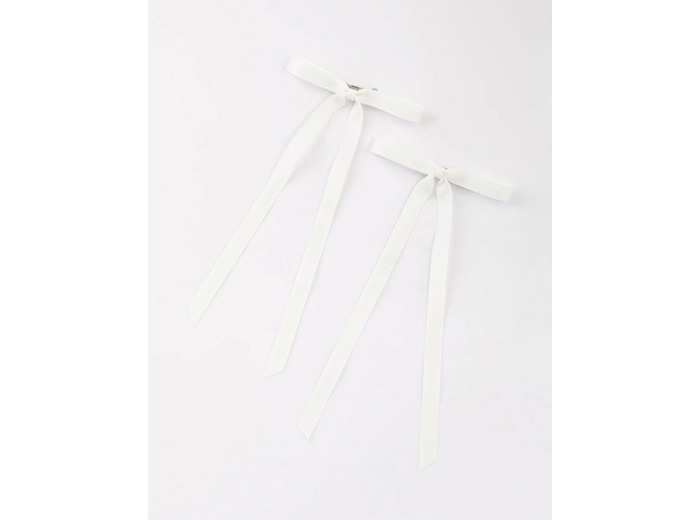 White Fabric Hair Bows Pack