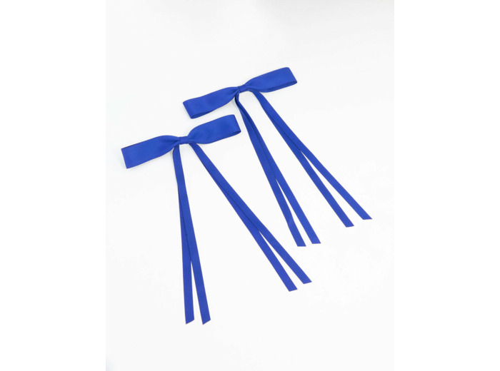 Blue Wide Skinny Fabric Bows 2-Pack