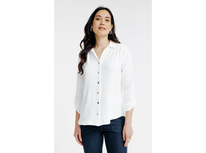 Chemise brodée avec boutons fantaisie