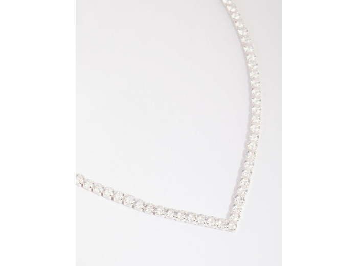 Silver Cubic Zirconia Cupchain Point Necklace