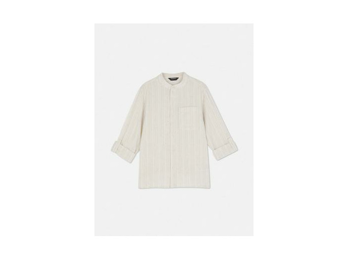Chemise à col grand-père et manches retroussées