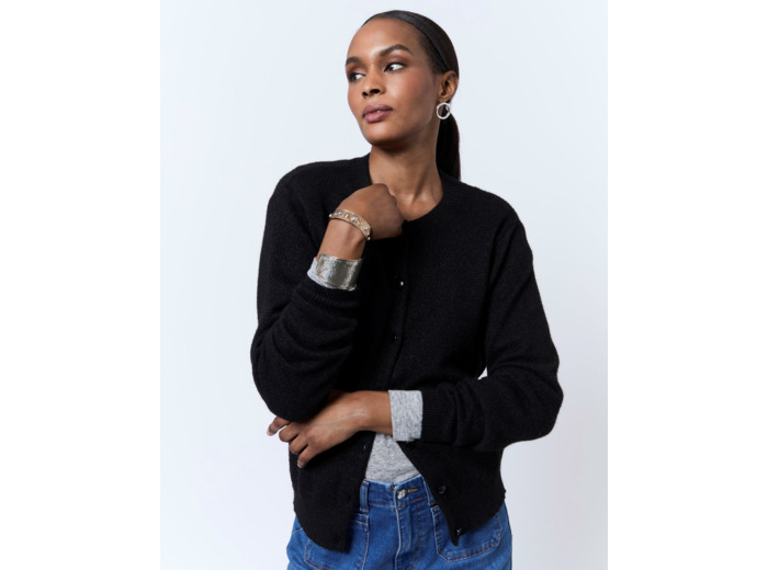 Gilet en mélange laine uni NOIR Femme