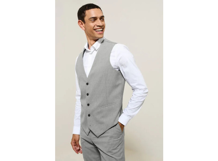 Gilet de costume slim pied de puce - Gris moyen