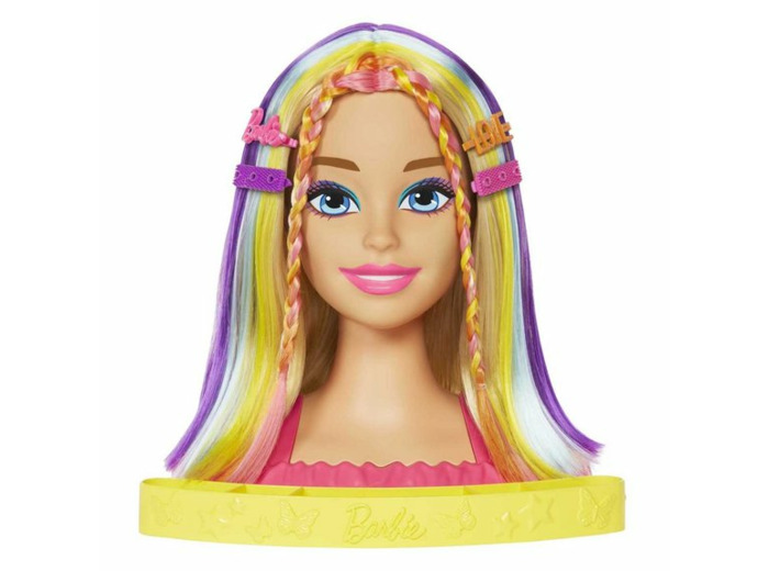 Barbie Ultra chevelure - Tête à coiffer blonde mèches arc-en-ciel