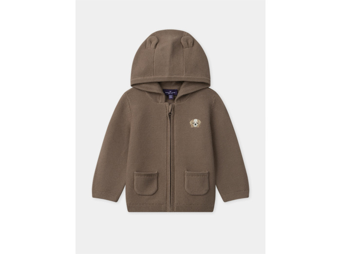 Gilet à capuche marron en tricot Bébé Garçon