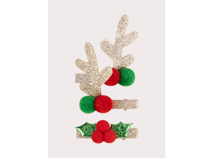 Lot de 3 barrettes à pompons pour fille