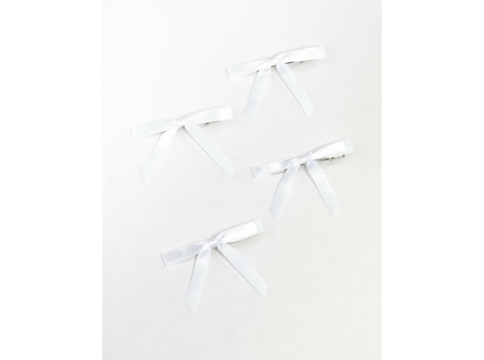 White Mini Satin Fabric Bows 4-Pack