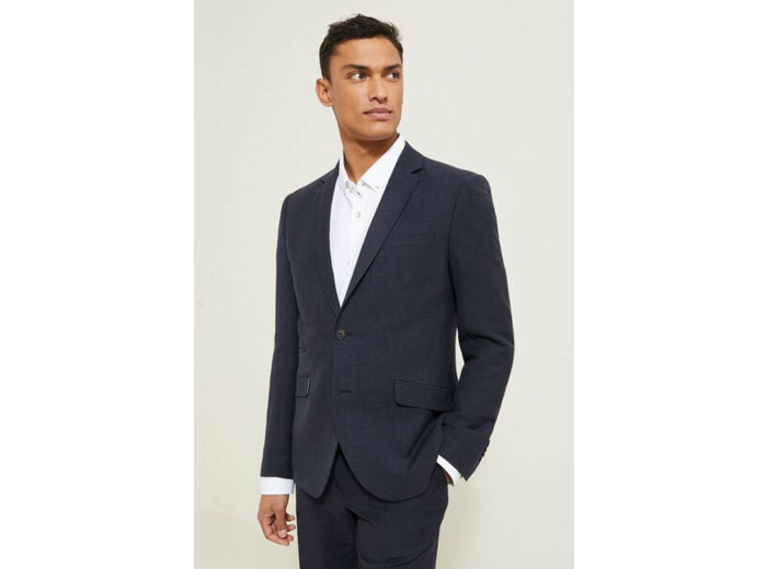 Veste de costume contenant du lin slim - Bleu foncé