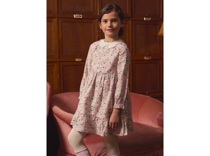 Robe fleurie col claudine
