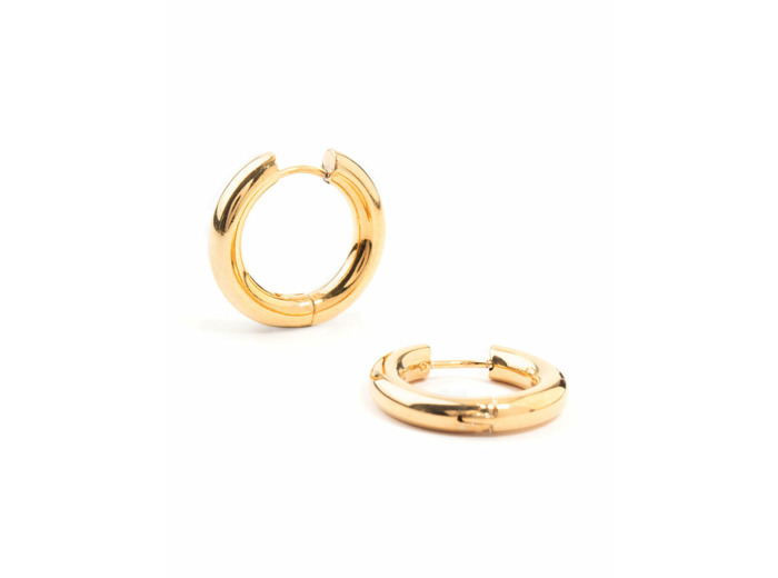 Waterproof Gold Plated Stainless Steel Thick Clicker Hoop Earrings 22 MM