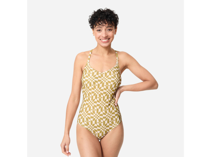 Maillot de bain 1 pièce natation Femme - Lila PSYCHODAM vert olive