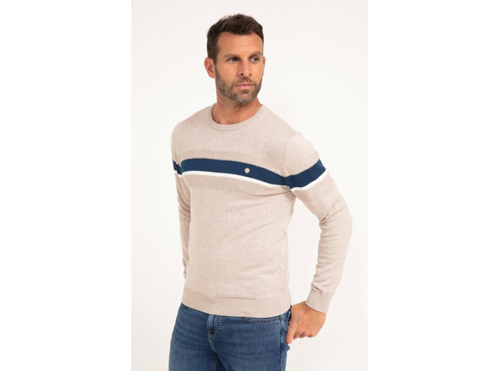 Pull col rond rayé Multiray