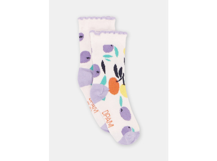 Chaussettes rose pâle à imprimé fruits bébé fille