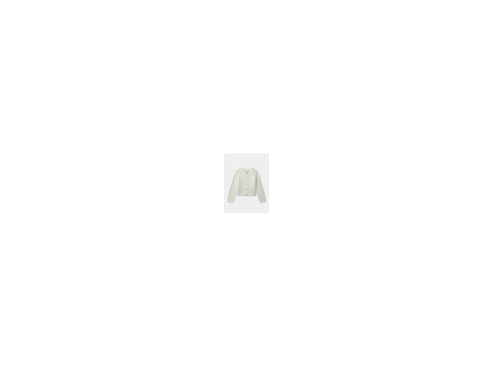 Gilet de Noël écru pour fille avec broderies dorées