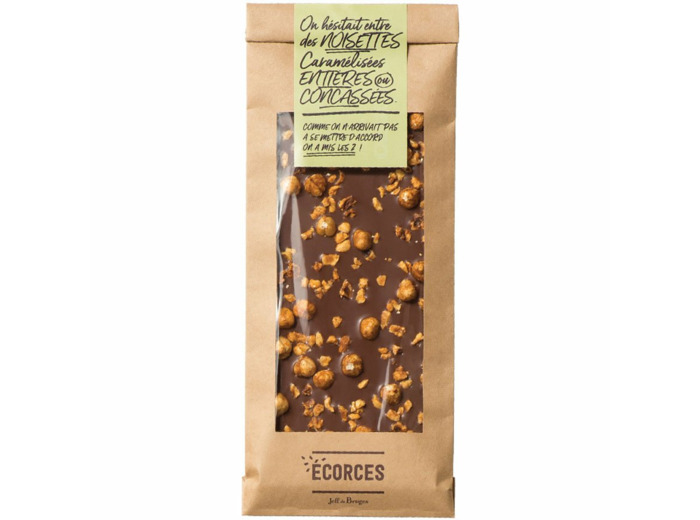 Écorce chocolat au lait et noisettes caramélisées 135g