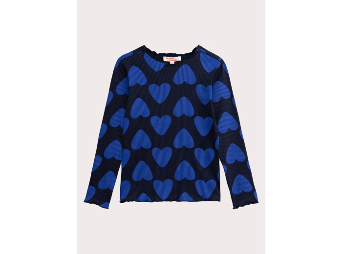 T-shirt imprimé cœur bleu pour fille